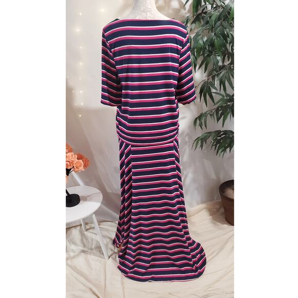 Chicos Womens Jersey Knit Stretchy Striped Top Maxi Skirt Set Size 1/2 M/L Blue - Picture 3 of 12